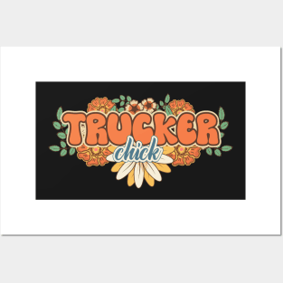 Groovy trucker chick female truck driver Posters and Art